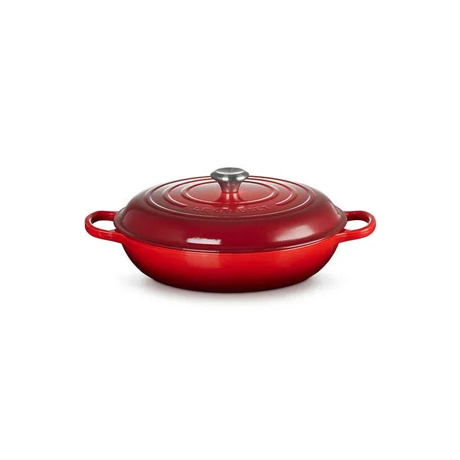 Le Creuset Signature Braiser 5 qt in Cerise red with domed lid - enameled cast iron cookware