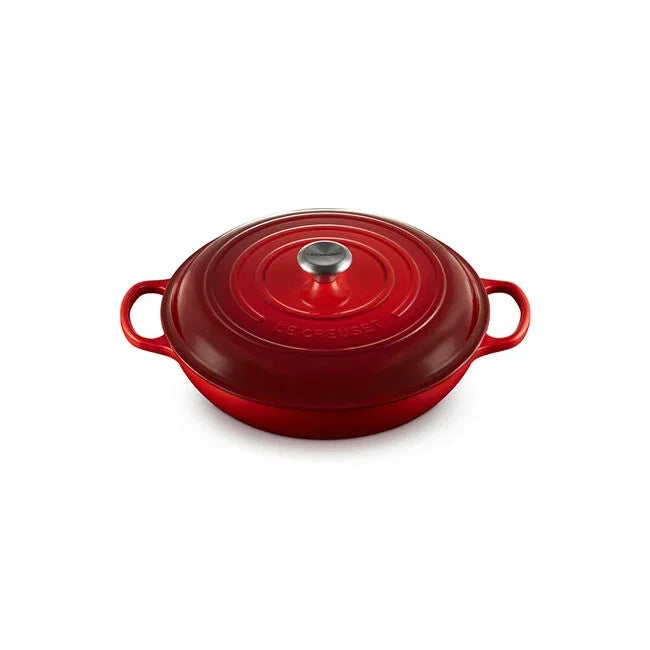 Le Creuset 5 qt Braiser in Cerise - wide base design for searing and braising