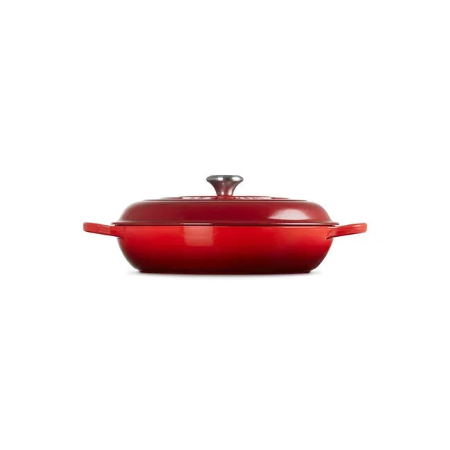 Le Creuset Cerise red braiser 5 qt - interior view with light enamel coating
