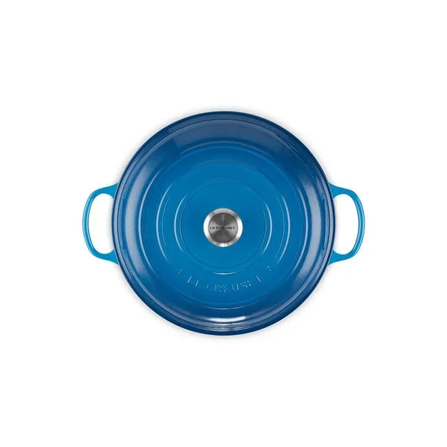 Le Creuset Signature Braiser 5 quart in Marseille blue - detail view