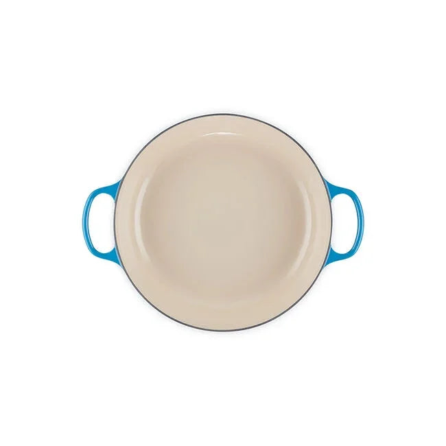 Le Creuset Signature Braiser 5 quart in Marseille blue - close-up of enamel finish