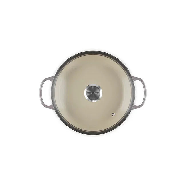 Le Creuset Enameled Cast Iron Signature Round Braiser with Glass Lid - Oyster - Marcel’s Culinary Experience