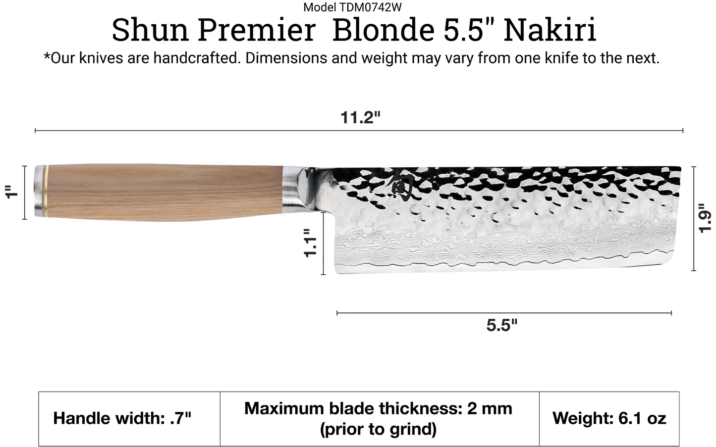 Shun Premier Blonde Nakiri Knife 5.5" - Marcel’s Culinary Experience