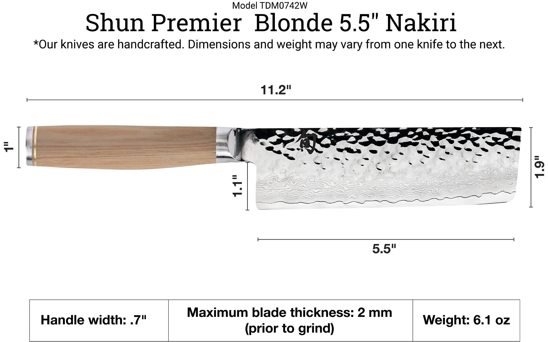 Shun Premier Blonde Nakiri Knife 5.5" - Marcel’s Culinary Experience