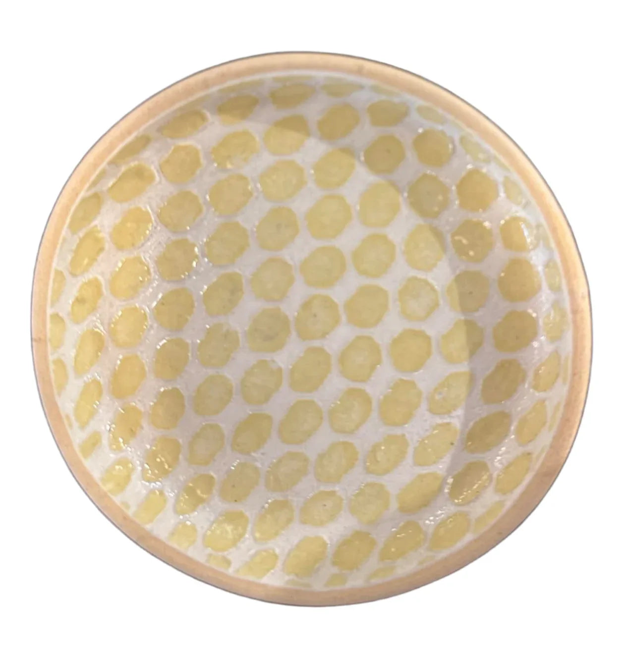 ceramic wine coaster dot pattern butter yellow