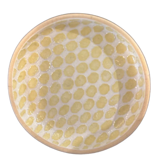ceramic wine coaster dot pattern butter yellow