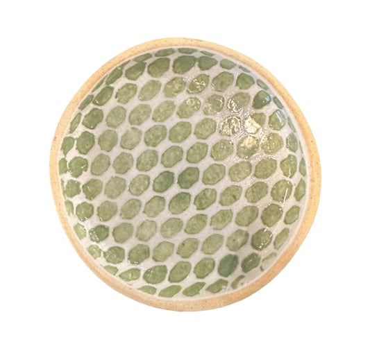 ceramic wine coaster lime green dot pattern