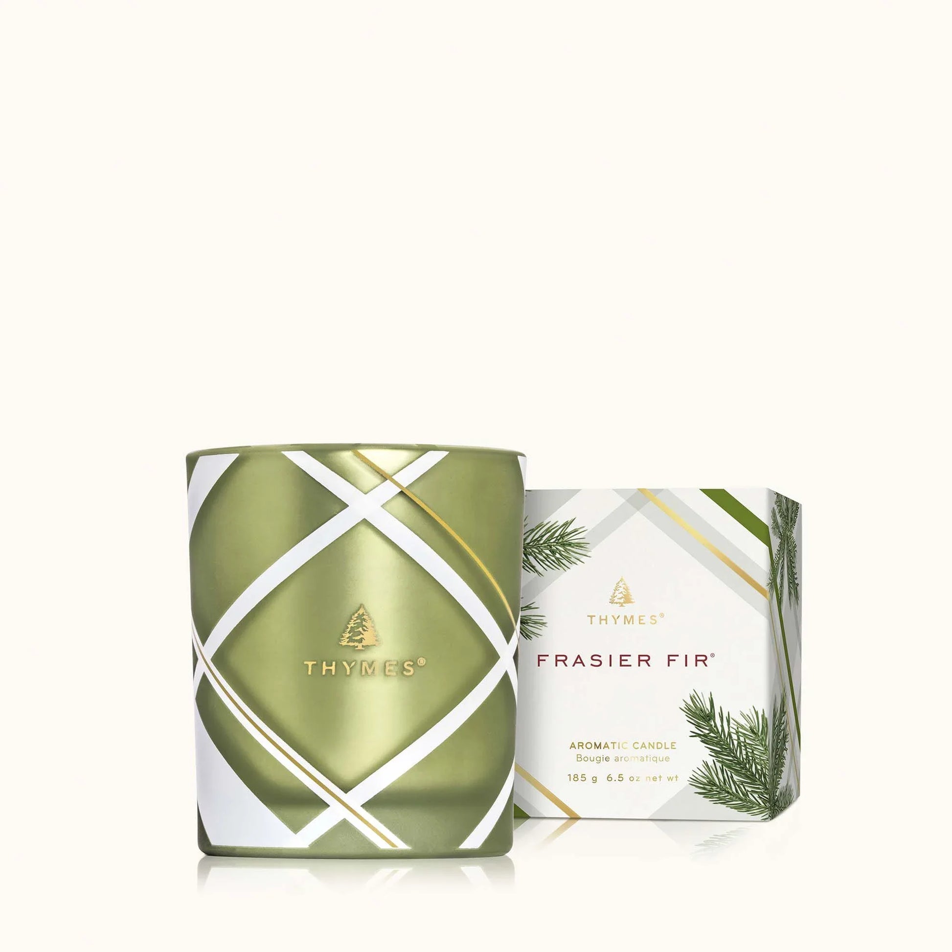Thymes Frasier Fir Frosted Plaid 6.5 oz Poured Candle - Marcel’s Culinary Experience
