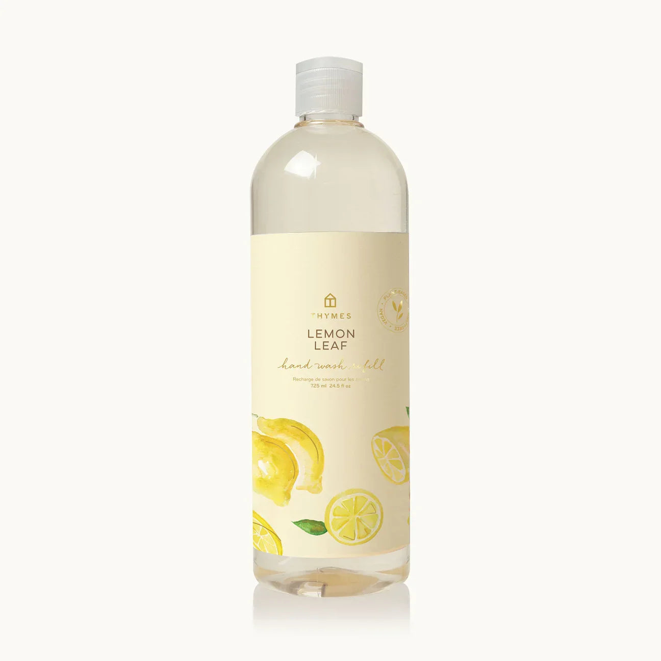 Thymes Lemon Leaf hand wash refill bottle with lemon illustrations on label