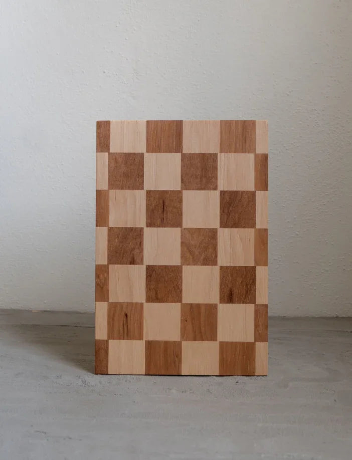 checkerboard pattern butcher block hickory wood 1
