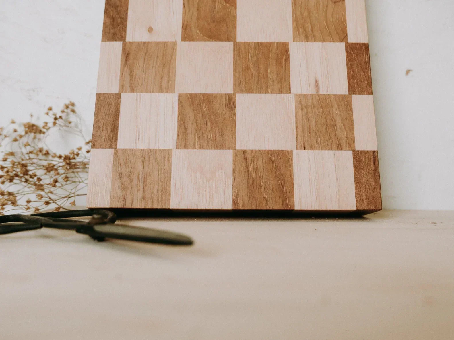 checkerboard pattern butcherblock hickory wood 3