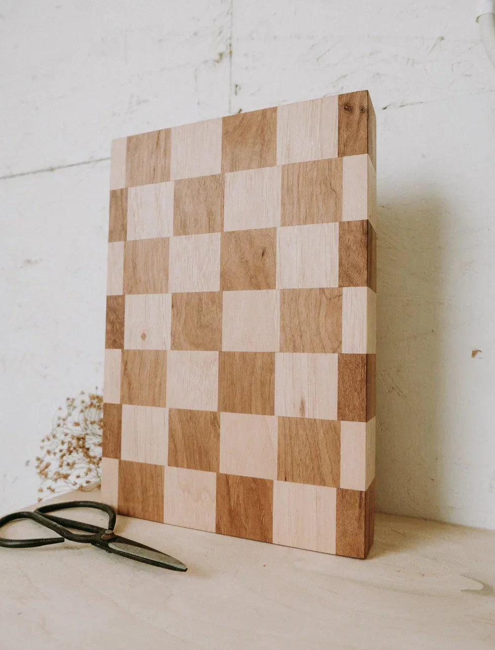 checkerboard pattern butcherblock hickory wood 4
