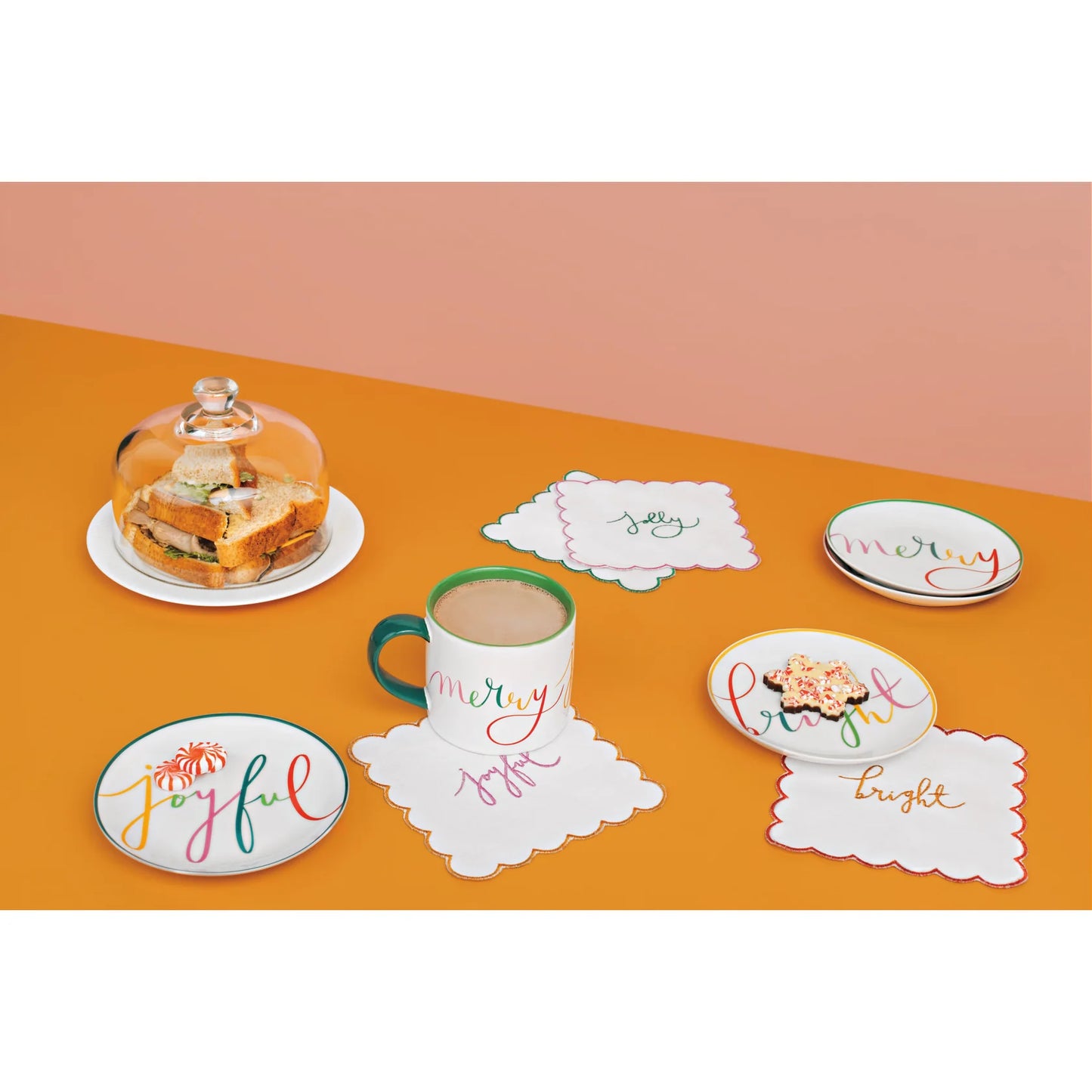 Merry Everything Christmas Appetizer Plates Set of 4