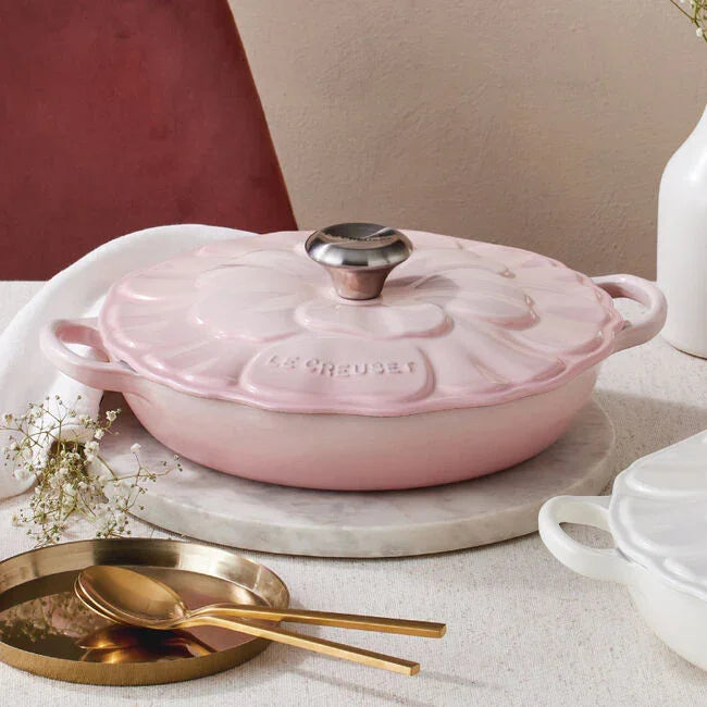 Le Creuset Signature Petal Braiser - Chiffon Pink | Enameled Cast