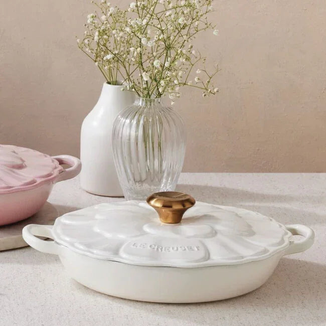 Le Creuset Signature Petal Braiser - White - Marcel’s Culinary Experience