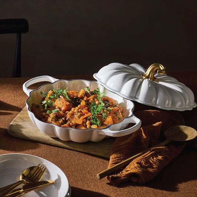 Le Creuset Signature Pumpkin Braiser White - 2.75 Qt lifestyle photo