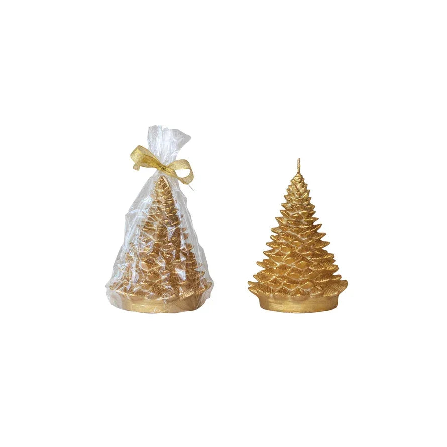 Unscented Tree Shaped Candle, Gold Color - Marcel’s Culinary Experience