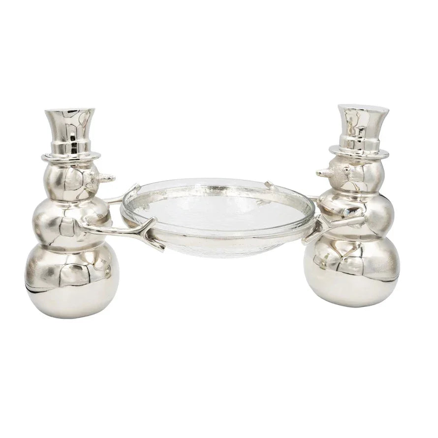 Snowmen Holding Hammered Glass Bowl, Set of 2 - Marcel’s Culinary Experience
