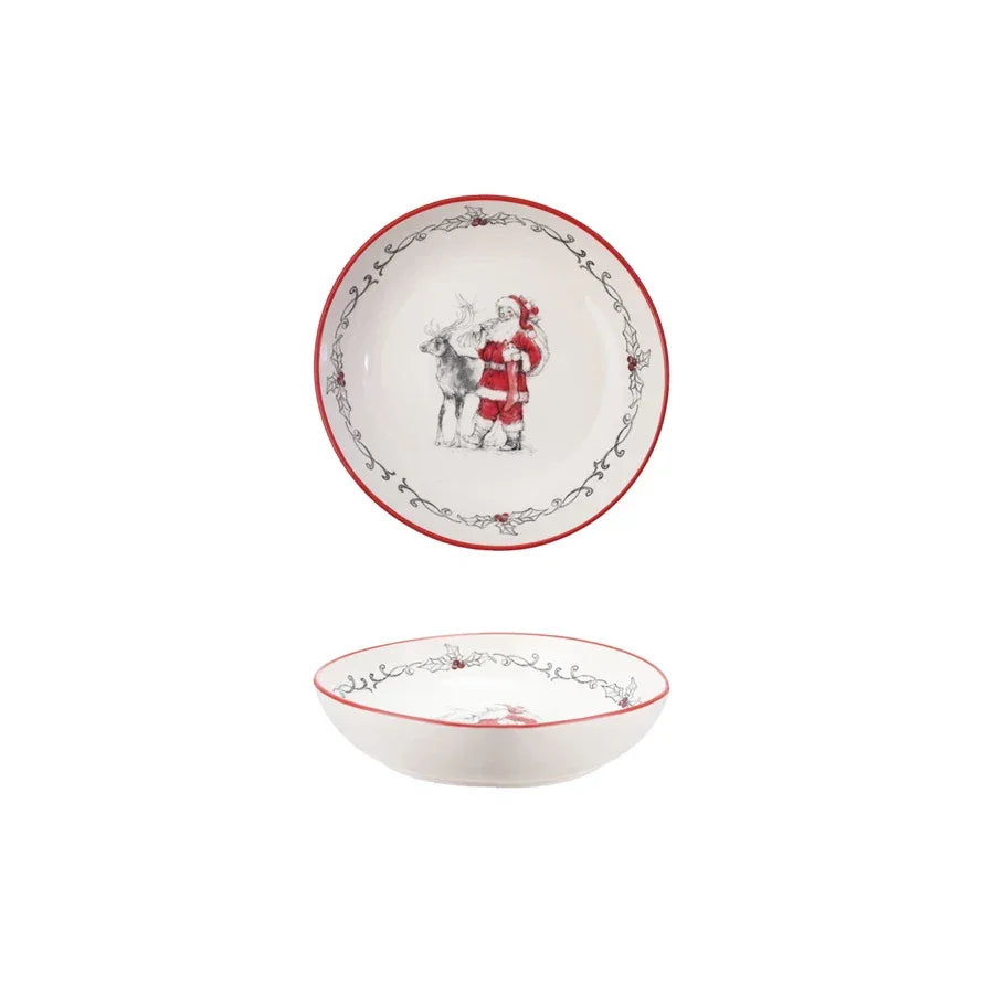 Stoneware Bowl with Santa & Reindeer - Marcel’s Culinary Experience