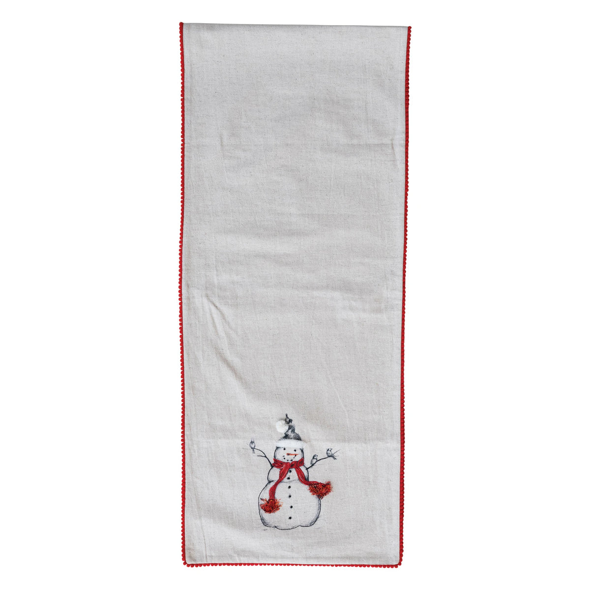 Embroidered Snowman & Bird Table Runner