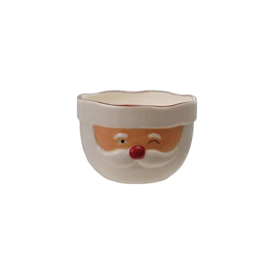 Stoneware Santa Head Shaped Mixing Bowl with Red Rim, Red & White - Marcel’s Culinary Experience