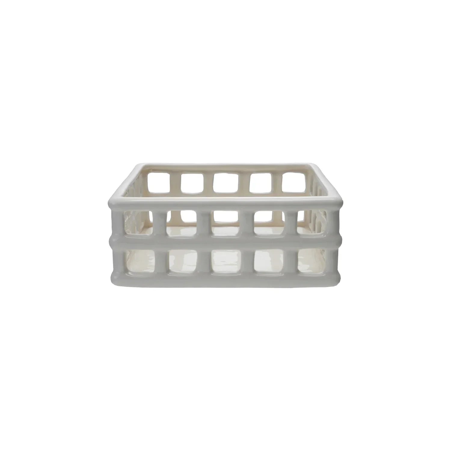 Ceramic Open Weave Napkin Holder, White - Marcel’s Culinary Experience