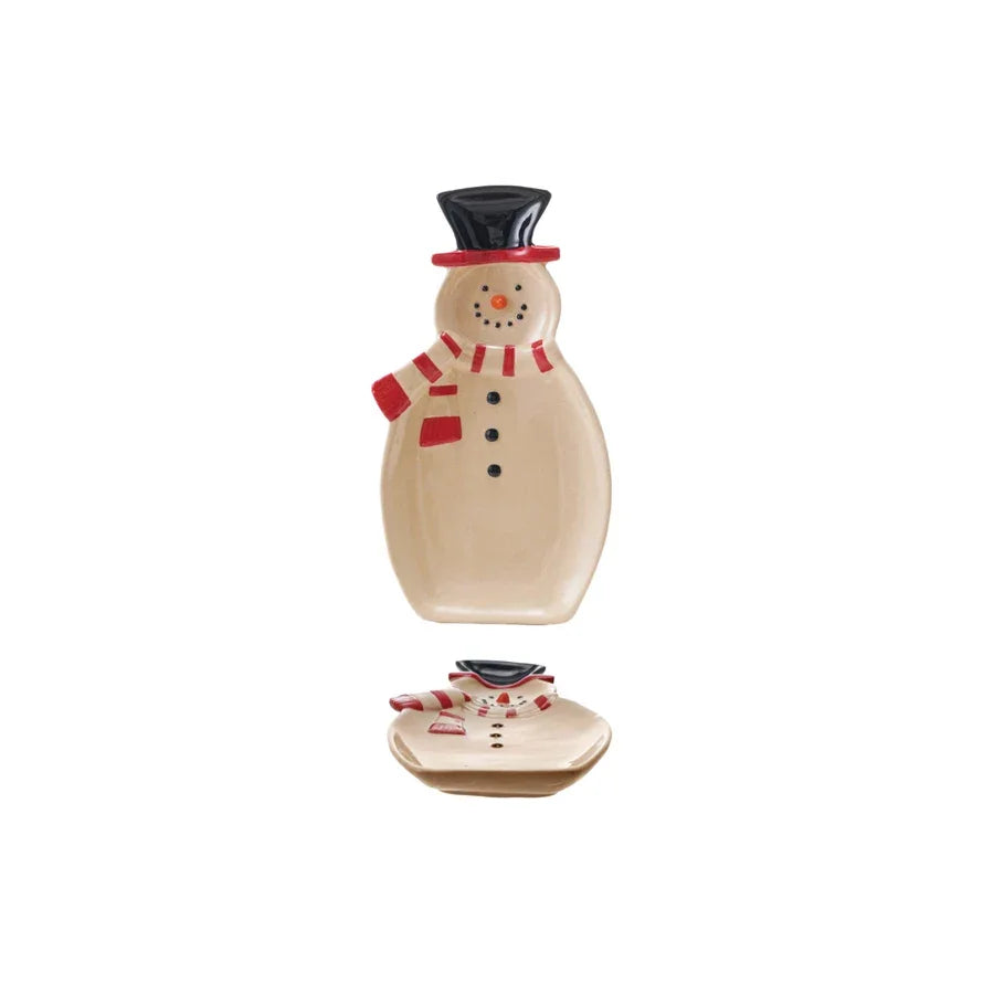 Hand-Painted Stoneware Snowman Shaped Platter - Marcel’s Culinary Experience
