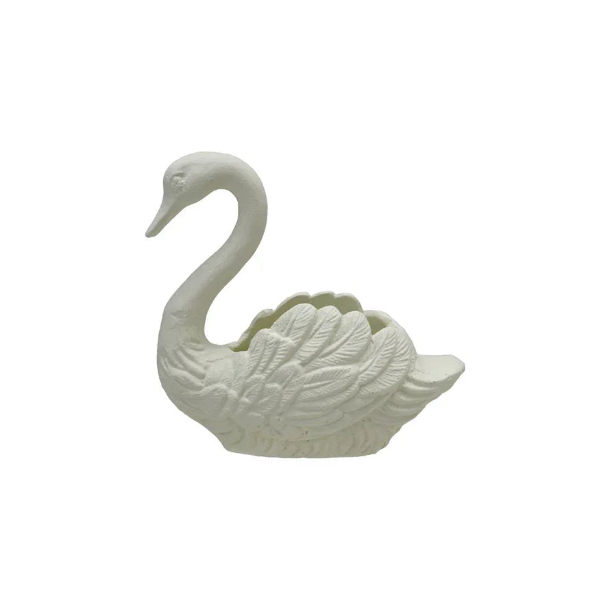Cast Iron Swan Container, Antique White - Marcel’s Culinary Experience