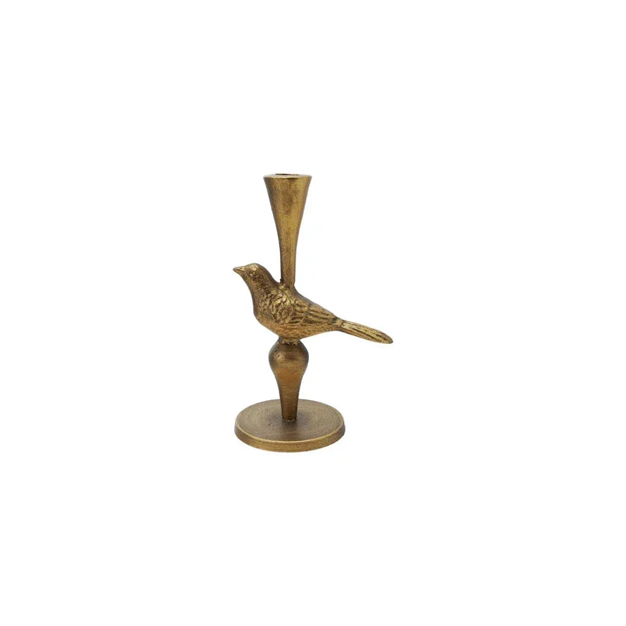 Cast Iron Bird Taper Holder, Antique Gold Finish - Marcel’s Culinary Experience