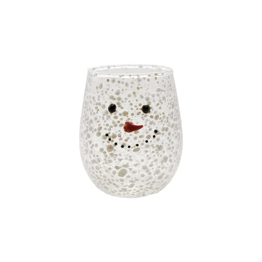 Stemless Confetti Wine Glass with Snowman Face - Marcel’s Culinary Experience