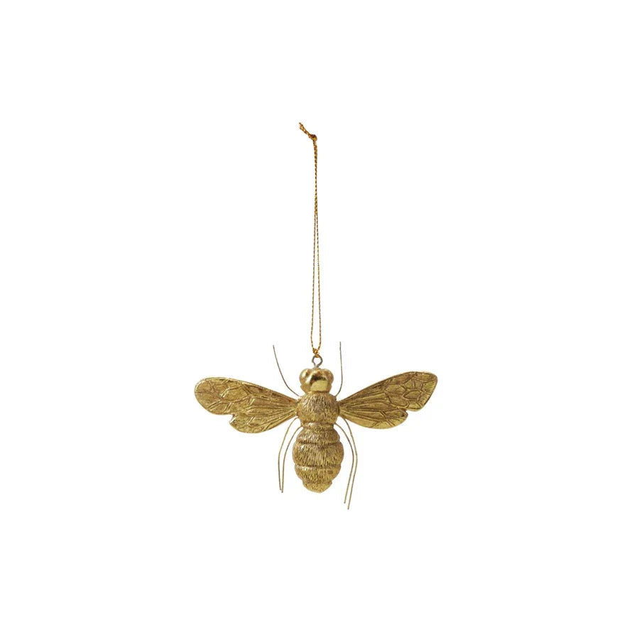 Resin Bee Ornament with Wire Legs, Gold Finish - Marcel’s Culinary Experience