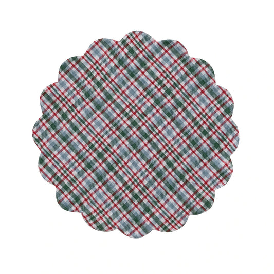 Scalloped Plaid Cotton Placemat, 15 Inches