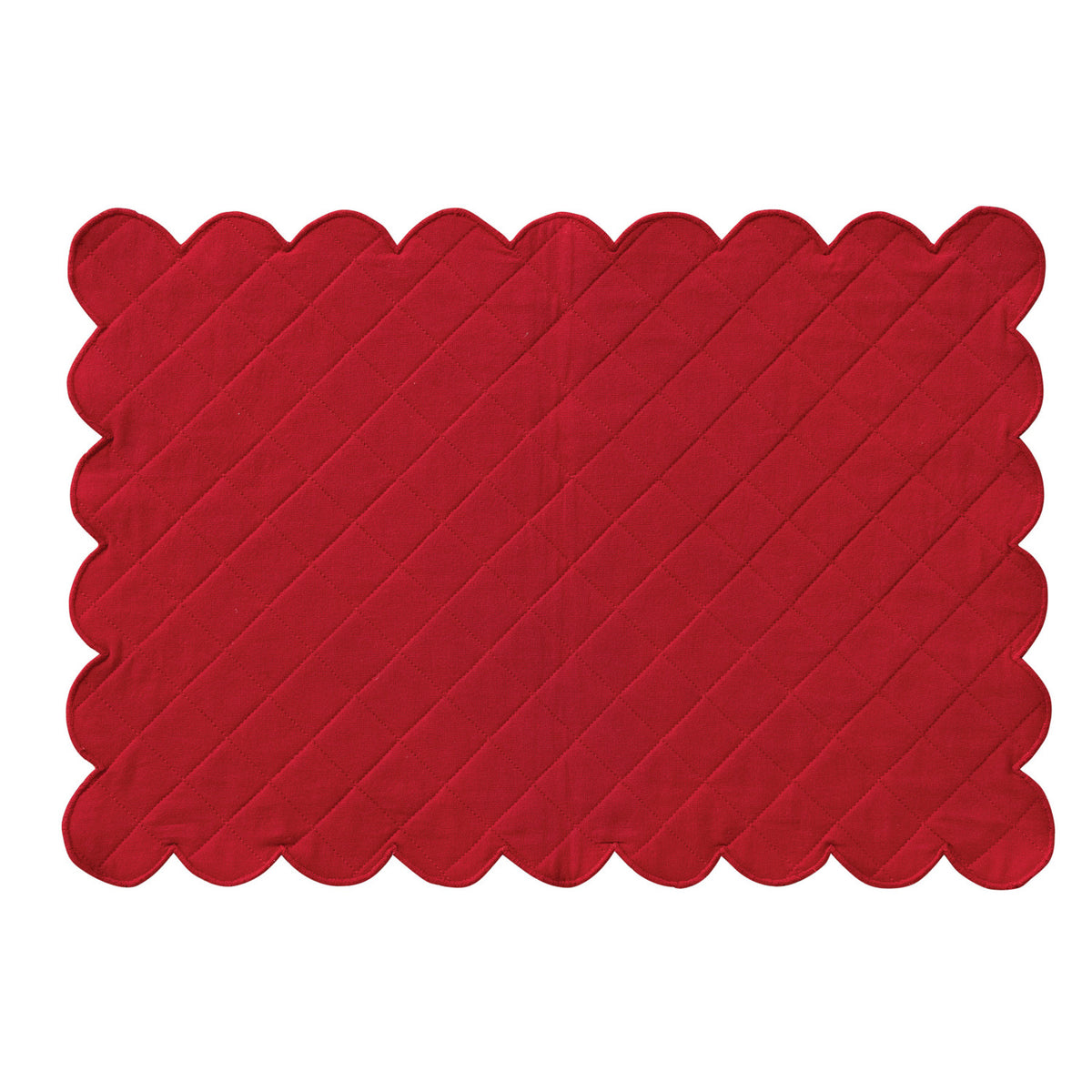 Tartan Plaid Quilted Cotton Scalloped Placemat | 19 × 13 Inches