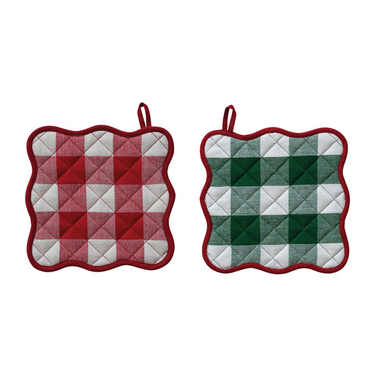 Buffalo Check Scalloped Cotton Pot Holder