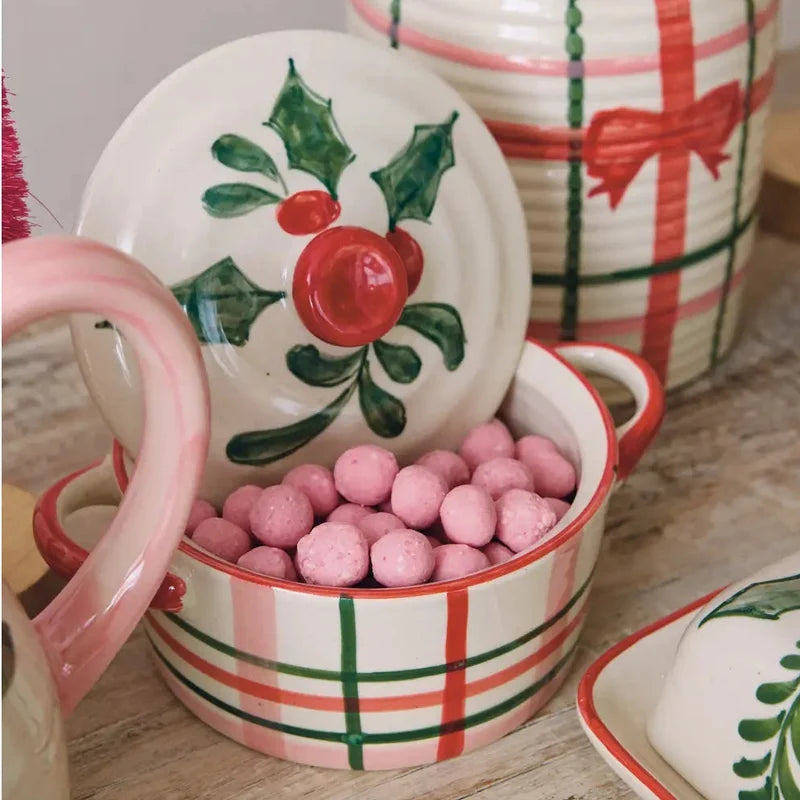2.5 Cup Hand-Painted Stoneware Baker w/Lid
