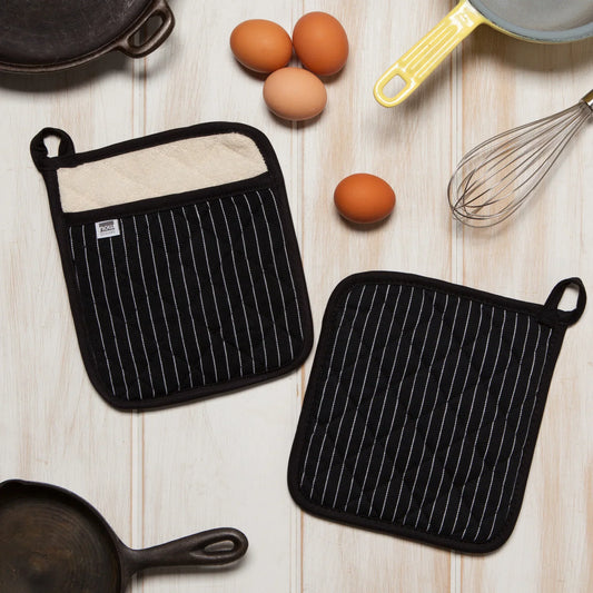 Superior Black Pinstripe Potholder - Marcel’s Culinary Experience